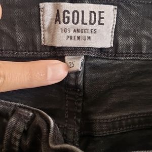AGOLDE Washed Out Distressed Skinny Jeans Black W/ Pockets Size 25 EUC Grunge